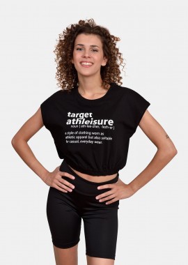 TARGET RIB VISCOSE CROPPED T-SHIRT ΜΑΥΡΟ