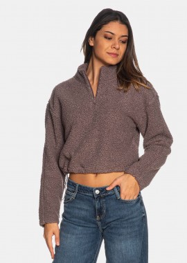 CALVIN KLEIN PERFORMANCE - CALVIN KLEIN PERFORMANCE CROPPED SHERPA FLEECE HALF-ZIP PULLOVER ΜΩΒ