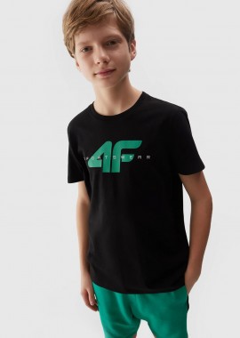 4F BOYS' ORGANIC COTTON PRINTED T-SHIRT ΜΑΥΡΟ