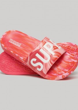 WOMEN'S SUPERDRY MARBLE VEGAN POOL SLIDERS ΡΟΖ