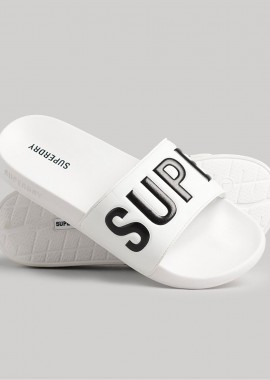 SUPERDRY - WOMEN'S SUPERDRY CORE VEGAN POOL SLIDERS ΑΣΠΡΟ