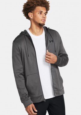UNDER ARMOUR - UNDER ARMOUR ARMOUR FLEECE FULL-ZIP HOODIE ΓΚΡΙ