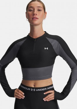 UNDER ARMOUR HEATGEAR RIB 1/4 ZIP TOP ΜΑΥΡΟ