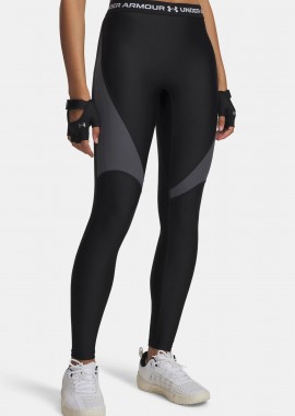 UNDER ARMOUR - UNDER ARMOUR HEATGEAR RIB LEGGINGS ΜΑΥΡΟ