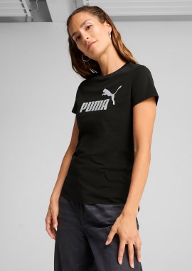 PUMA ESS METALLIC NO. 1 LOGO T-SHIRT ΜΑΥΡΟ