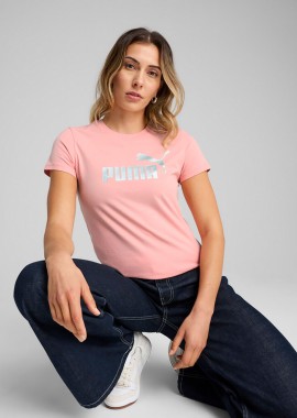 PUMA ESS METALLIC NO. 1 LOGO T-SHIRT ΡΟΖ