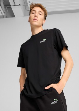 PUMA ESSENTIALS 2 COLOR SMALL NO. 1 LOGO T-SHIRT ΜΑΥΡΟ