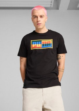 PUMA GRAPHICS PUMA BOX T-SHIRT ΜΑΥΡΟ