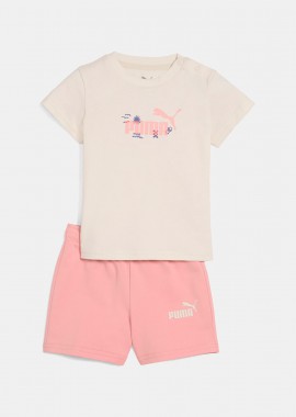 PUMA TODDLERS MINICATS SANDY ADVENTURES ESSENTIALS T-SHIRT AND SHORTS SET ΜΠΕΖ