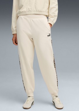PUMA ESSENTIALS ANIMAL PRINT COMFORT HIGH-WAIST SWEATPANTS ΜΠΕΖ