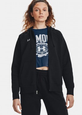 UNDER ARMOUR - UNDER ARMOUR RIVAL FLEECE FULL-ZIP HOODIE ΜΑΥΡΟ