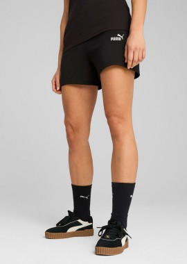 PUMA ESSENTIALS SMALL NO. 1 LOGO 5'' HIGH-WAIST SHORTS ΜΑΥΡΟ
