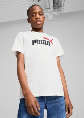 PUMA BOY'S ESS 2 COLOR NO.1 LOGO T-SHIRT ΑΣΠΡΟ