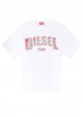 DIESEL - DIESEL Ανδρικό T-ADJUST-R25 T-SHIRT - ΛΕΥΚΟ-A17268-0PLAT-100-WHITE