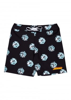 SANTA CRUZ Ανδρικό μαγιό Flaming Strip Dice Boardshort - ΜΑΥΡΟ-SCA-SHR-5250-BLACK