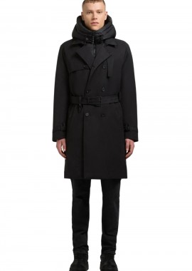 KHUJO TARM Ανδρικό Trench Παλτό Μαύρο-2120CO253-BLACK
