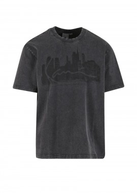 Karl Kani Skyline Boxy Ανδρικό T-Shirt - Ξεβαμμένο Μαύρο-KM261-003-BLACK
