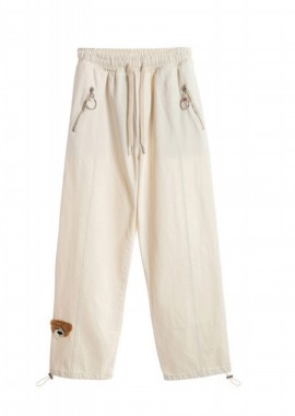 Mod Wave Movement - MOD WAVE MOVEMENT Unisex Denim Teddy Bear Παντελόνι - Μπεζ-MW091050434-BEIGE
