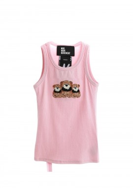 MOD WAVE MOVEMENT ΓυναικείαTeddy Bear Rib Αμάνικη Μπλούζα - Ροζ -MW092010449-PINK