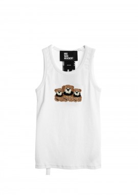 MOD WAVE MOVEMENT Γυναικεία Teddy Bear Rib Αμάνικη Μπλούζα - Λευκή -MW092010449-WHITE