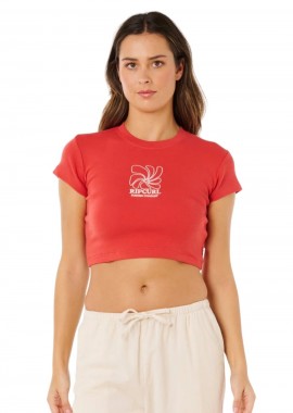 Rip Curl Pacific Coast Women\'s Baby Tee Crop Top - Κόκκινο-0MKWTE-RED