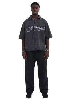 ED HARDY - Ed Hardy Eagle and Stars Ανδρικό Τζιν Πουκάμισο - Μαύρο-ED5085-BLACK