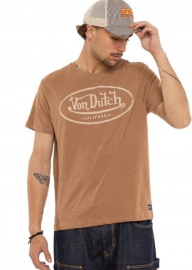 Von Dutch Logo Ανδρικό Tee - Taupe Beige -VD/P/1/TR/BRAD/26E