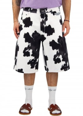 HOMEBOY - HOMEBOY Unisex Denim Βερμούδα Cow Print-01SH1090-BLACK