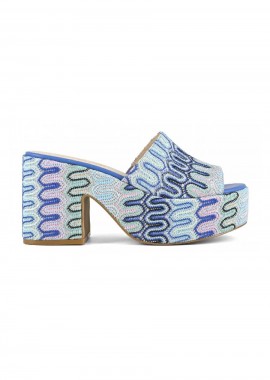 COLORS OF CALIFORNIA - COLORS OF CALIFORNIA Mules PLATFORM SANDAL-ΜΠΛΕ ΜΕ ΓΚΛΙΤΕΡ -HC.MAIA01-BLUE