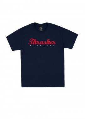 THRASHER T-Shirts SCRIPT TEE - ΣΚΟΥΡΟ ΜΠΛΕ-145207-BLUE