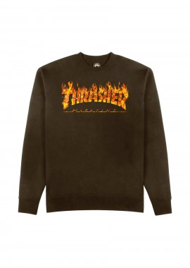 THRASHER - THRASHER Φούτερ λαιμόκοψη INFERNO CREW - BROWN-312728-BROWN