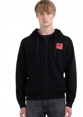 REPLAY hoodie M6777 .000.23650P - ΜΑΥΡΟ-M6777 .000.23650P-BLACK