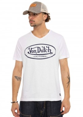 Von Dutch T-Shirt V-Neck Logo Tee - Λευκό-VD/P/1/TV/RON/26E-WHITE
