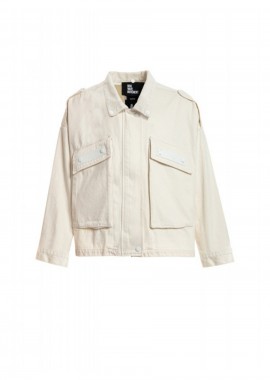 Mod Wave Movement - MOD WAVE MOVEMENT Unisex Teddy Bear Denim Jacket - Μπεζ-MW091070432-BEIGE
