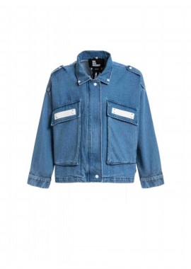 Mod Wave Movement - MOD WAVE MOVEMENT UnisexTeddy Bear Denim Jacket - Μπλε-MW091070432-BLUE