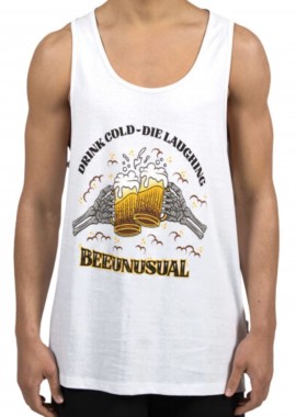 BEE UNUSUAL Αμάνικες Μπλούζες Drink Cold-Die Laughing Tank Top - WHITE-AT-260715-WHITE
