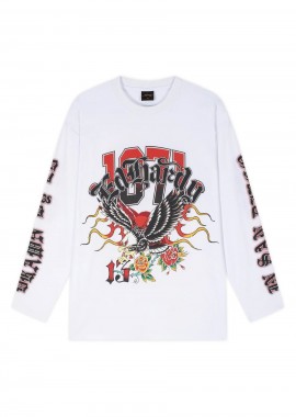 ED HARDY Μακρυμάνικες Μπλούζες 1971 TATTOO EAGLE LS T-SHIRT - WHITE-ED5639-WHITE