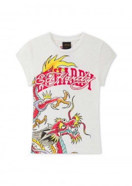 Ed Hardy Dragon Γυναικείο T-Shirt - Λευκό-ED5743-WHITE