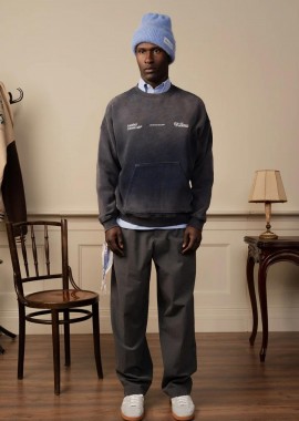 Another Cotton Lab - ANOTHER COTTON LAB Φούτερ Λαιμόκοψη Offline Luxury Oversized Sweatshirt - Μπλε-PD00002443-BLUE