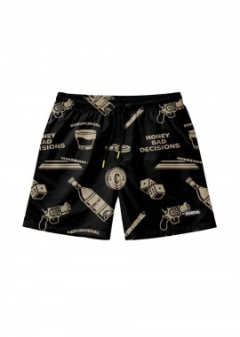 BEE UNUSUAL - BEE UNUSUAL Ανδρικό Μαγιό Bad Decisions Swim Shorts - Μαύρο-BS-263203-MULTI