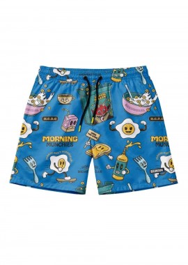 BEE UNUSUAL Ανδρικό Μαγιό Breakfast Club Swim Shorts - Μπλε-BS-263204-MULTI