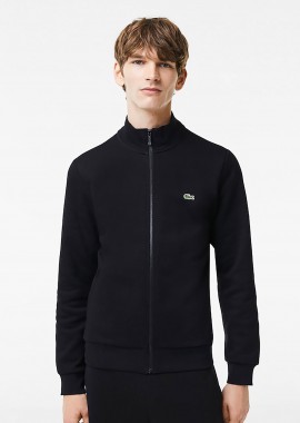 LACOSTE - Lacoste ανδρική ζακέτα φούτερ fleece με ψηλό λαιμό και κεντημένο λογότυπο Regular Fit - SH9622 Μαύρο