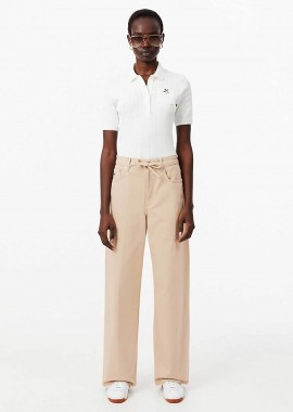 Lacoste γυναικείο τζιν παντελόνι πεντάτσεπο Wide Leg - HF0206-00 Μπεζ