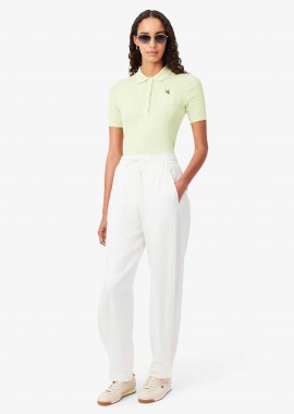 LACOSTE - Lacoste γυναικείο παντελόνι με ελαστική μέση Wide Leg - HF0252 Λευκό