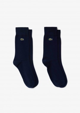 LACOSTE - Lacoste σετ unisex μακριές κάλτσες με κεντημένο λογότυπο (2 ζευγάρια) - RA3147-00 Μπλε Σκούρο