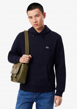 Lacoste ανδρική μπλούζα φούτερ με κουκούλα και κεντημένο λογότυπο Classic Fit - SH9623 Μπλε Σκούρο
