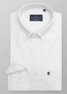 Oxford Company ανδρικό πουκάμισο button down μονόχρωμο Regular Fit - L310-BN11.01 Λευκό