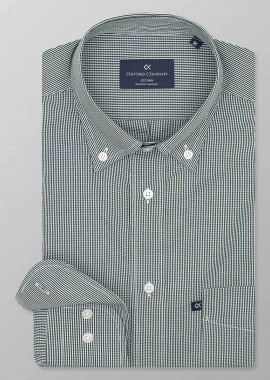 Oxford Company ανδρικό πουκάμισο button down με ψιλό καρό σχέδιο Regular Fit 