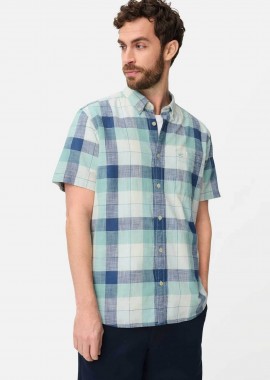 CAMEL ACTIVE - Camel Active ανδρικό κοντομάνικο πουκάμισο button down με τσέπη και κεντημένο monogram Regular Fit - C261-409261-7S61 Σιελ