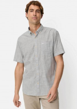 CAMEL ACTIVE - Camel Active ανδρικό κοντομάνικο πουκάμισο button down με ψιλό ριγέ σχέδιο και τσέπη με κεντημένο monogram Regular Fit - C261-409262-7S62 Υπόλευκο